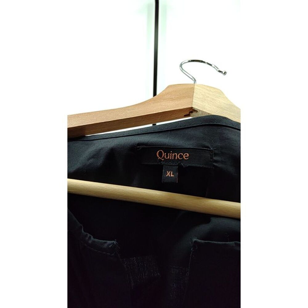 Quince Women 100% Organic Cotton Poplin Tiered Maxi Dress Black XL - Picture 3 of 3